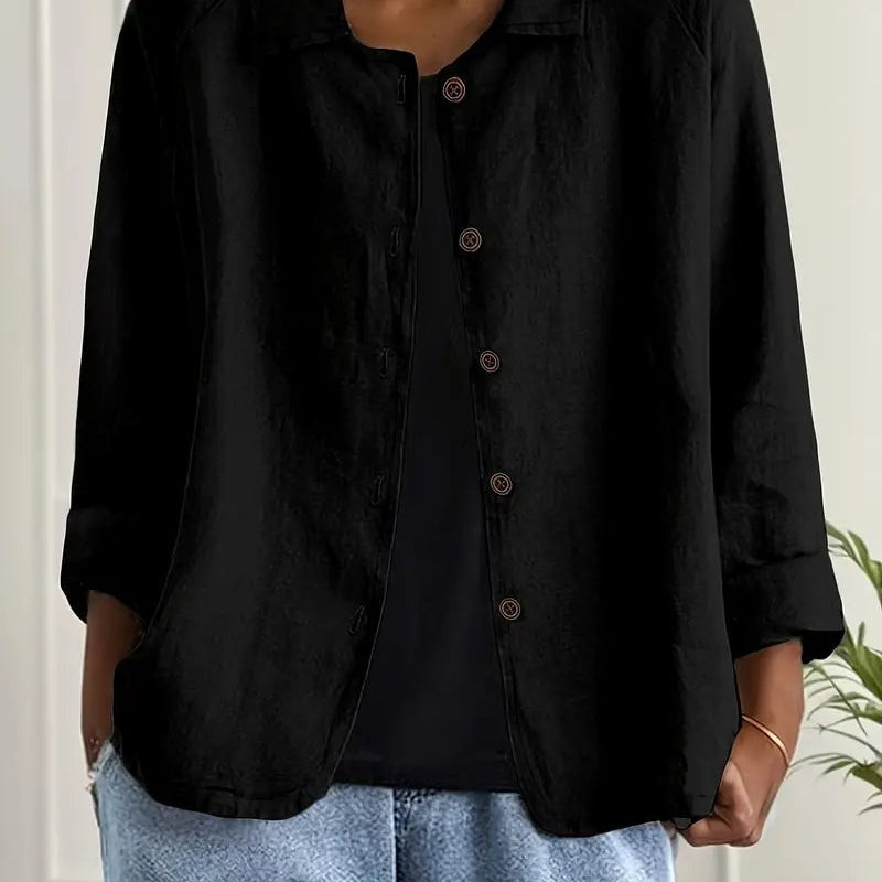 Hortensia | Linen Look Button Shirt