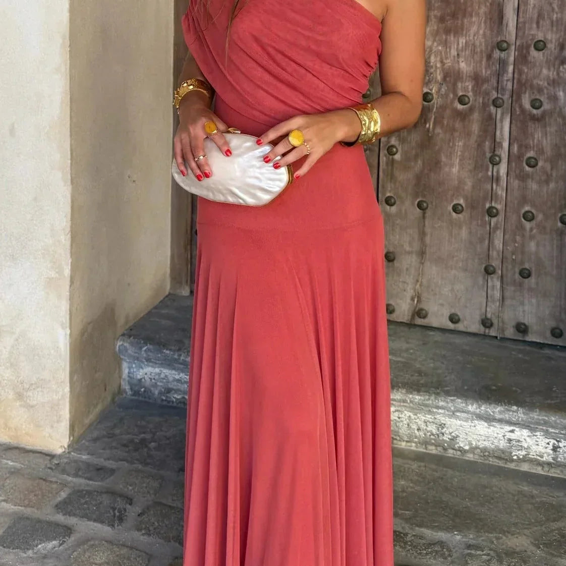 Sadhbh | One Shoulder Draped Maxi Dress Occasion Evening Party
