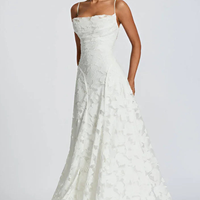 Orlaith | Floral Lace Maxi Dress Spaghetti Straps
