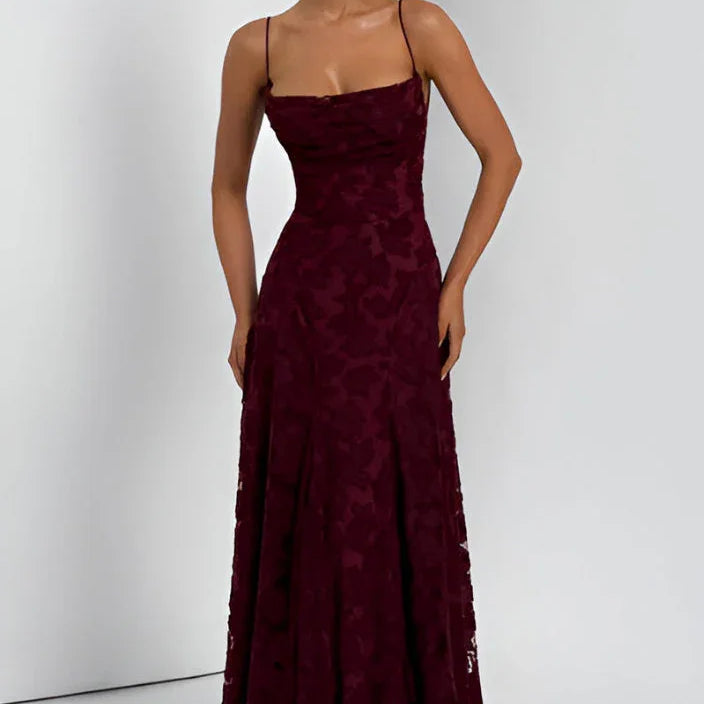 Orlaith | Floral Lace Maxi Dress Spaghetti Straps