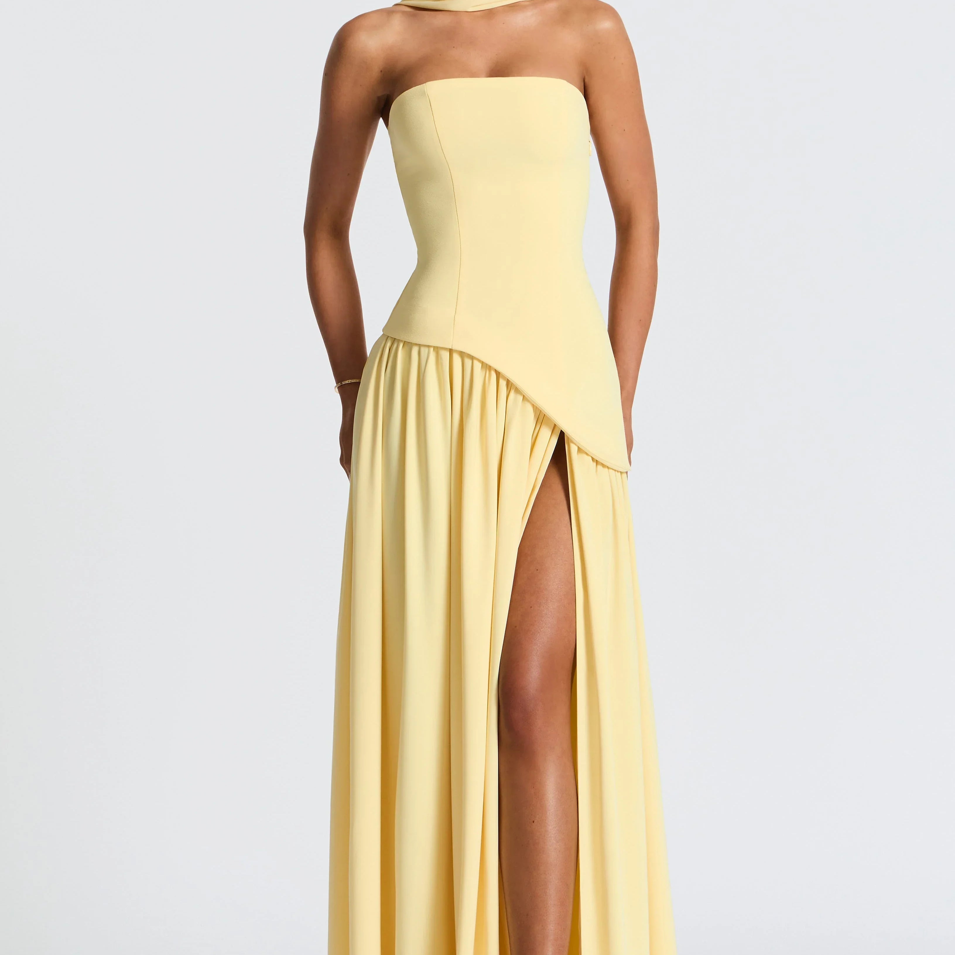 Aisling | Strapless Corset Maxi Dress Halter Neck Slit Formal Evening Gala