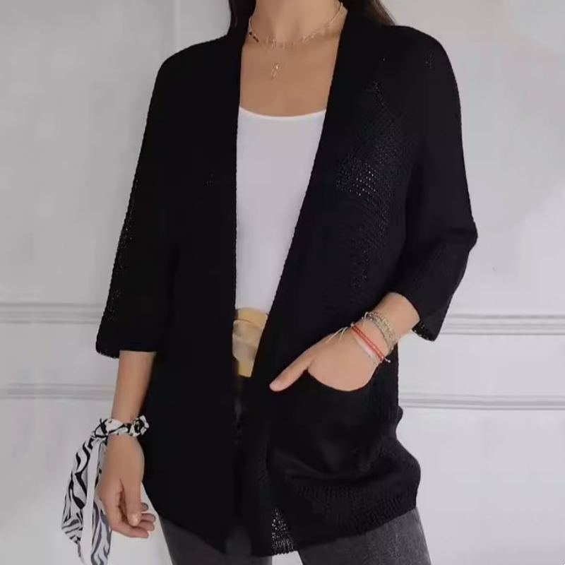 Philippa | Open Front Cardigan Textured Knit